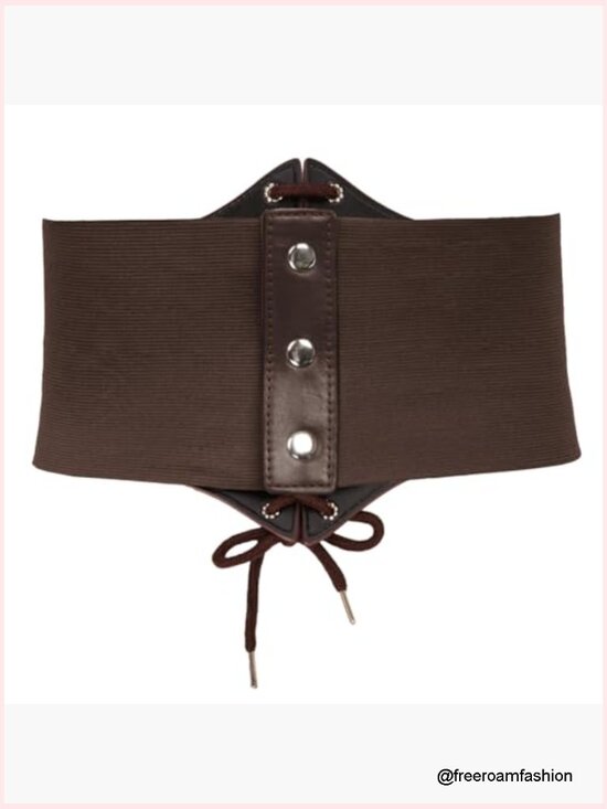 Lace-up Corset Belt Elastic Waist Cinch Belt Faux Leather main image 7